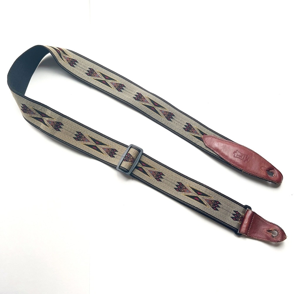 Levys Leather Guitar‎ Strap Boho Southwestern Pattern Adjustable Brown Leather